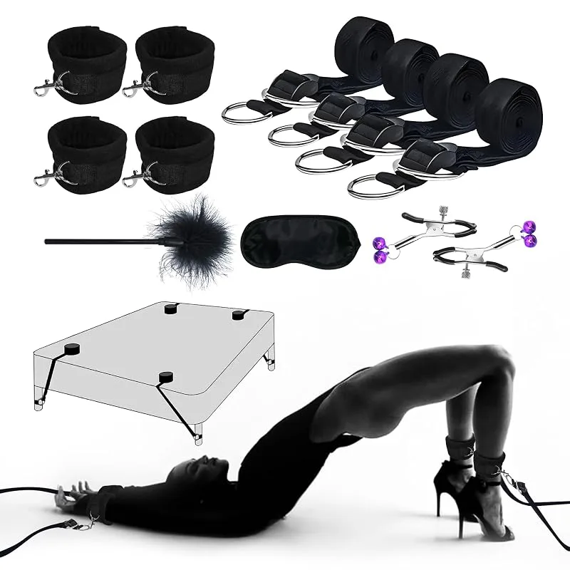 Kit BDSM débutant (menottes, bandeau, plume)